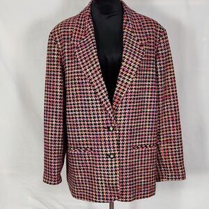 Patchington Size 16 Multi Color Houndstooth Suit Blazer 2 Button Jacket